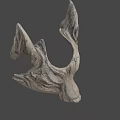 Silver Wolf Mask Sculpture With Detailed Texture On Dark Background