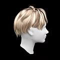 Game and Movie Character 3D Head Model With Blonde Short Layered Hair and White Face
