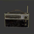 Vintage Radio With Rusted Metal Case Wooden Handle And Antenna