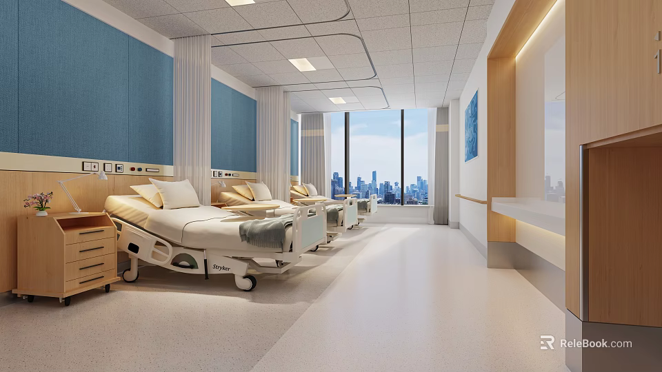 Modern Spacious Hospital Outpatient Clinic Interior With Comfortable Seating Medical Equipment And Bright Lighting 3d model 