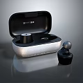 Sleek Modern Wireless Earbuds With Open Charging Case And Silver Black Design 3d model
