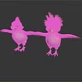 Two White Chicks With Red And Yellow Crests Spread Wings Standing On White Background