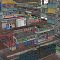 Traditional Commercial Street With Chinese Style Signs Lanterns Dense Shops And Multi Story Buildings