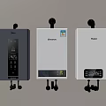 Modern Gas Water Heaters As Daily Electrical Appliances With Digital Control Panels