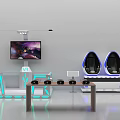 Immersive VR Gaming Setup With Dual Seats Display Screen And Control Console 3d model