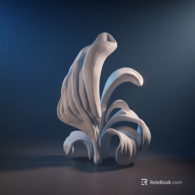White Abstract Sculpture With Flowing Curved Organic Forms And Smooth Surface 3d model 