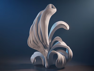 White Abstract Sculpture With Flowing Curved Organic Forms And Smooth Surface 3d model