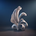 White Abstract Sculpture With Flowing Curved Organic Forms And Smooth Surface 3d model