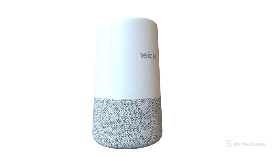 Belabox Wireless Speaker With White And Gray Cylindrical Design And Fabric Texture 3d model 