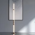 Modern Interior Lighting Combination With Linear Pendant Lights Wall Art And Plant Shadows