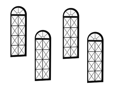 Elegant Lattice Window Designs With Arched Top And Intricate Decorative Patterns For Home Interiors 3d model