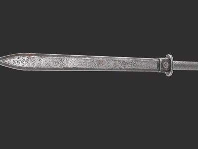 Classic Steel Sword With Sharp Textured Blade And Detailed Hilt Design 3d model