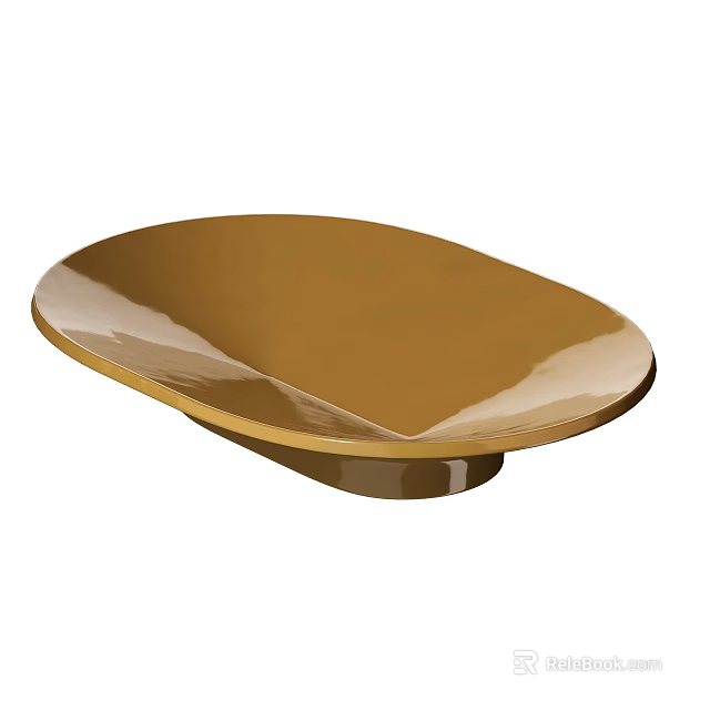 Golden Oval Dinnerware Set With Smooth Shiny Surface For Elegant Dining Table 3d model 