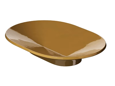 Golden Oval Dinnerware Set With Smooth Shiny Surface For Elegant Dining Table 3d model