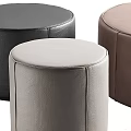 Three Round Leather Ottomans in Black Light Gray and Brown for Living Room