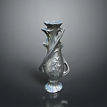 Intricate Sculptural Carving Silver Vase With Detailed Floral Engravings Ornate Handles And Decorative Base