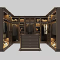 Spacious Walk in Closet Interior With Central Drawer Chest Hanging Rods Shelves And Shoes Storage