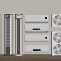 Various Styles of Air Conditioners and Fans Including Floor Standing and Wall Mounted