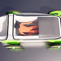 Sleek White Futuristic Concept Car With Green Rims And Transparent Roof Design