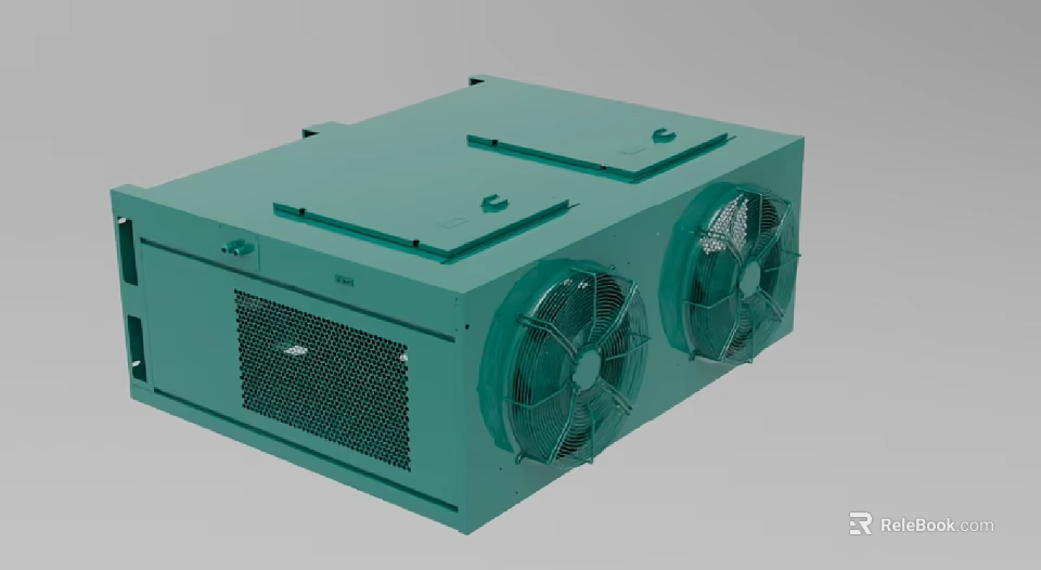 High Performance Green Industrial Equipment With Dual Fans And Cooling Grille 3d model 