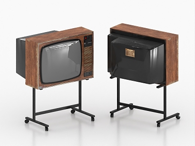 Retro TV Old TV Stand Black and White TV 3d model