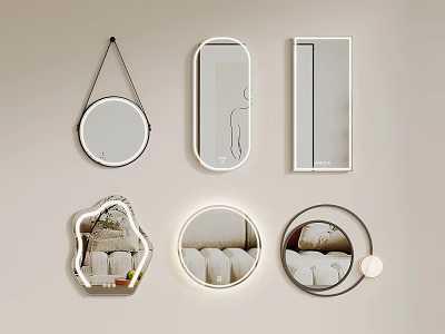 Collection Of Wall Mounted Mirrors In Diverse Shapes And Styles 3d model