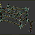 Natural Bamboo Frame Structure With Crossed Poles Layered Design And Tied Joints