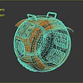 Orange Spherical Device with Black Handles Black Dot Patterns Transparent Window and Futuristic Mechanical Design