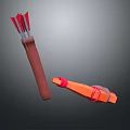 Traditional Archery Weapon With Red Arrows Brown Quiver And Orange Straps