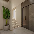 Modern Reception Area Interior With Sofa Marble Coffee Table Fruits Plant And TV