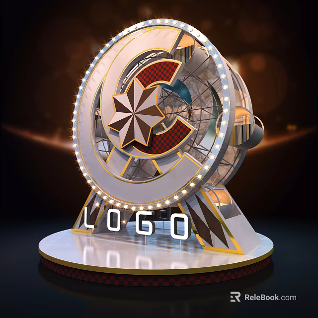 Luxurious Roulette Wheel Display With Gold Silver Decoration And LOGO Base 3d model 
