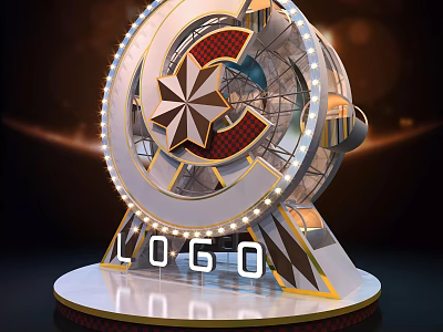 Luxurious Roulette Wheel Display With Gold Silver Decoration And LOGO Base 3d model