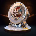 Luxurious Roulette Wheel Display With Gold Silver Decoration And LOGO Base
