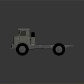 Green Military Style Truck Chassis With Cab And Black Wheels