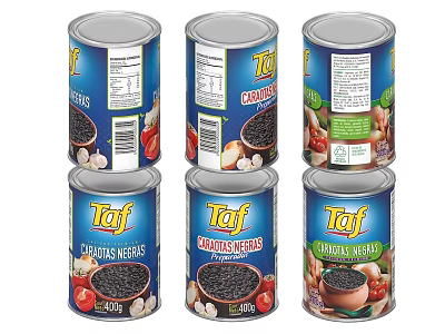 Taf Canned Mushroom Food With Assorted Varieties And Vegetable Illustration Designs 3d model