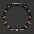 Ornate Decorative Armband With Metal Spikes Circular Plates Colorful Woven Bands And Fur Trim