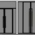 Modern Double Doors Design With Glass Panels Black Frame And Wooden Handles
