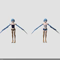 Fantasy Blue Haired Female Character With Feathered Wings And Clawed Feet