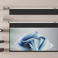 High Quality Projection And Monitoring System With Projector Screen And Security Cameras