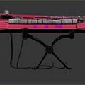 Pink Electronic Keyboard With Control Knobs And Piano Keys On Stand