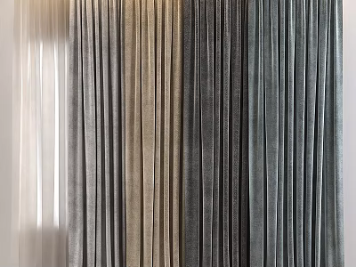 Elegant Curtains In Multiple Shades With Soft Drapes And Textured Design 3d model