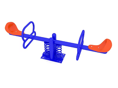 Outdoor Playground Seesaw Equipment with Blue Orange Spring Support for Children 3d model
