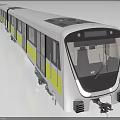Modern Metro Train With White And Yellow Exterior Streamlined Front And Large Windows