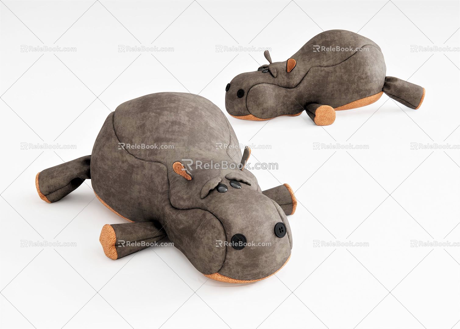 Modern Toy Plush Toy Pillow Pillow Doll Pull Man Sofa Animal Sofa Hippo Animal Pillow 3d model