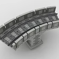 Building Blocks Railway Bridge Model With Curved Track And Support Structure