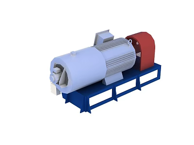 Electric Industrial Equipment With White Main Body Red Motor And Blue Base 3d model