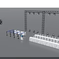 Event Check-in Area With Lighting Truss Spotlights White Chairs And Blue Barriers