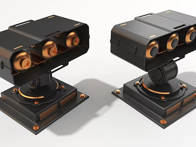 Black Industrial Equipment With Copper Rotary Components And Stable Base Design 3d model
