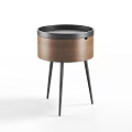 Modern Style Wooden Bedside Tables With Black Metal Legs And Drawer Design