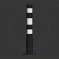 Colorful Bollards With White Stripes And Round Base On Dark Background